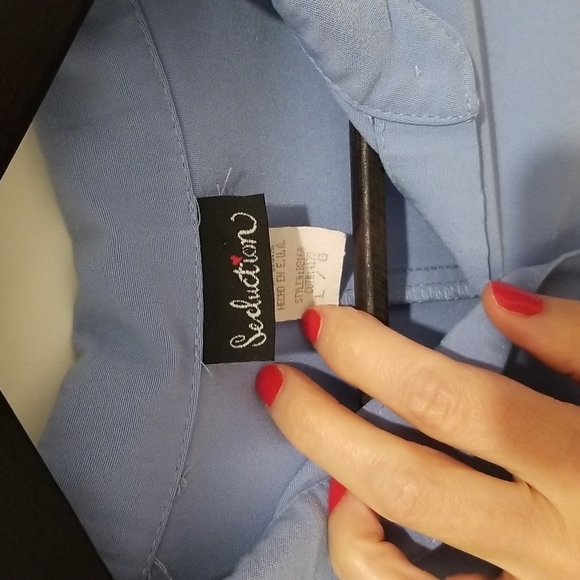 Blue 3/4 sleeve button down. - Picture 3 of 4